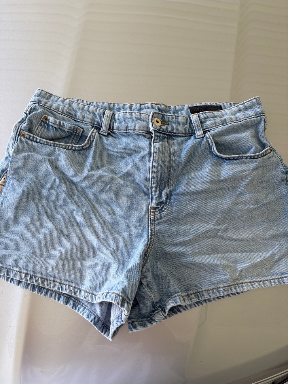 Zara Light Blue Denim High-Waist Jean Shorts